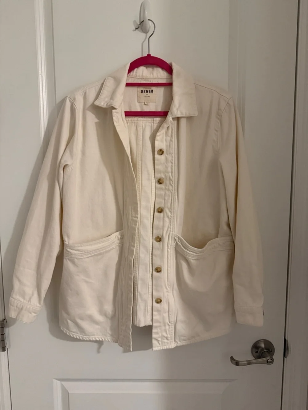Sezane Will Jacket in Cream and Blue Denim - Picture 3 of 6